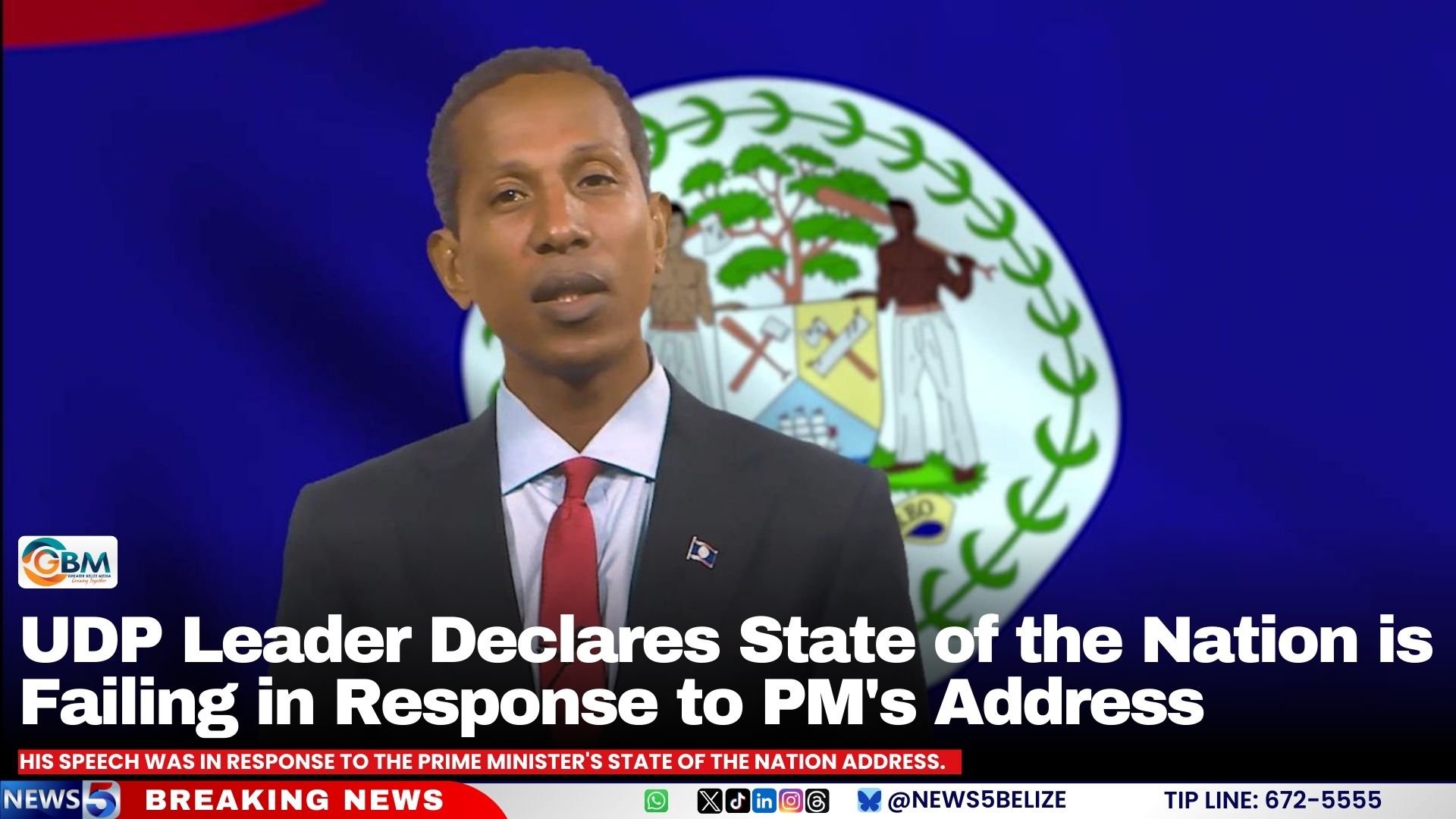 UDP Leader Declares State of the Nation is Failing in Response to PM's Address