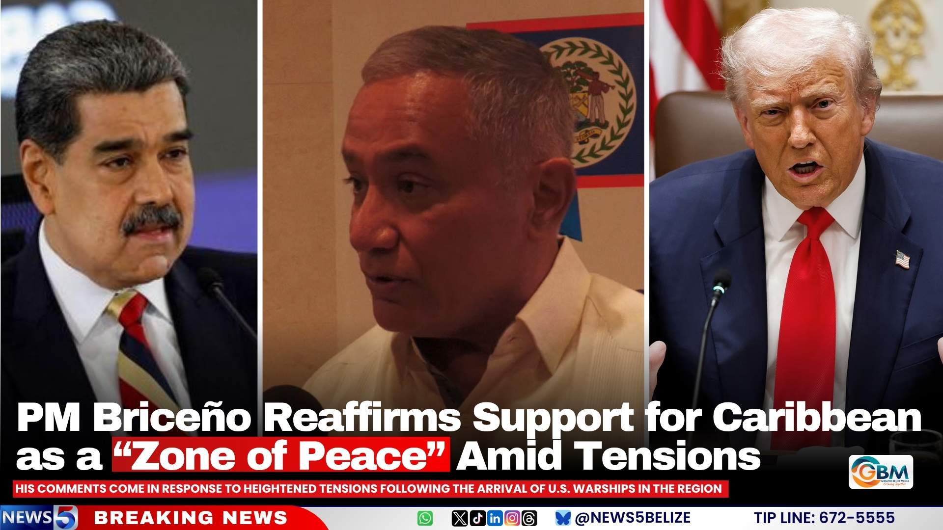 PM Briceño Reaffirms Support for Caribbean as a “Zone of Peace” Amid Tensions