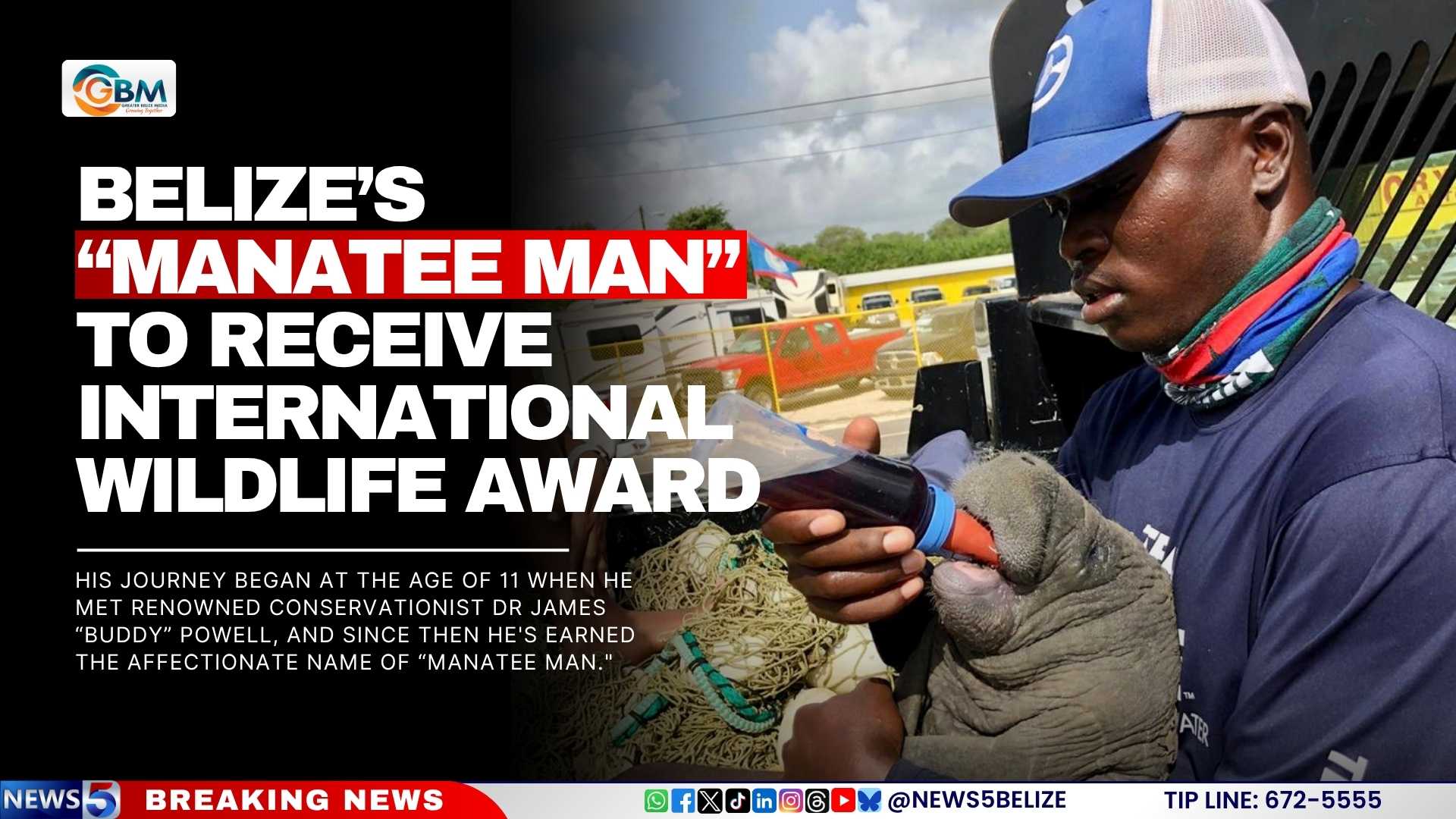 His journey began at the age of 11 when he met renowned conservationist Dr James “Buddy” Powell, and since then he's earned the affectionate name of “manatee man."