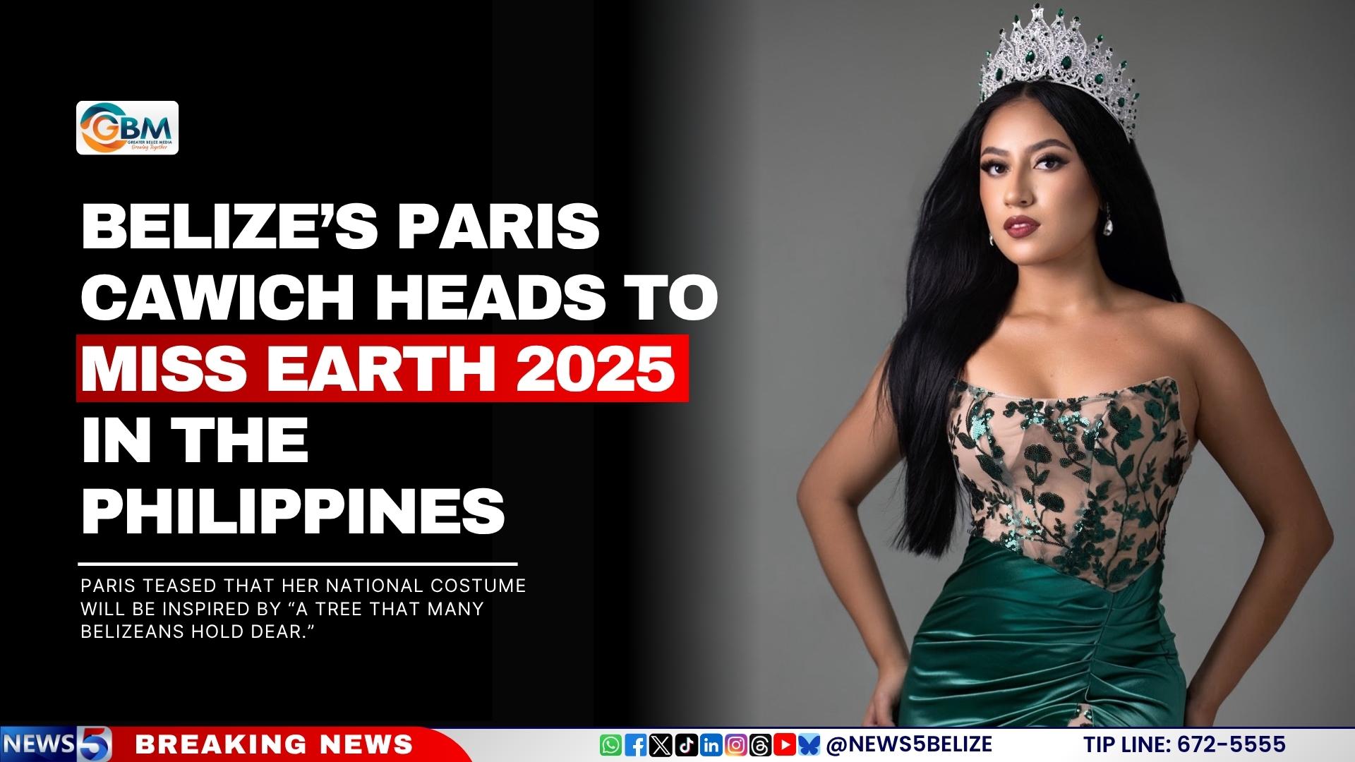 Belize’s Paris Cawich Heads to Miss Earth 2025 in the Philippines