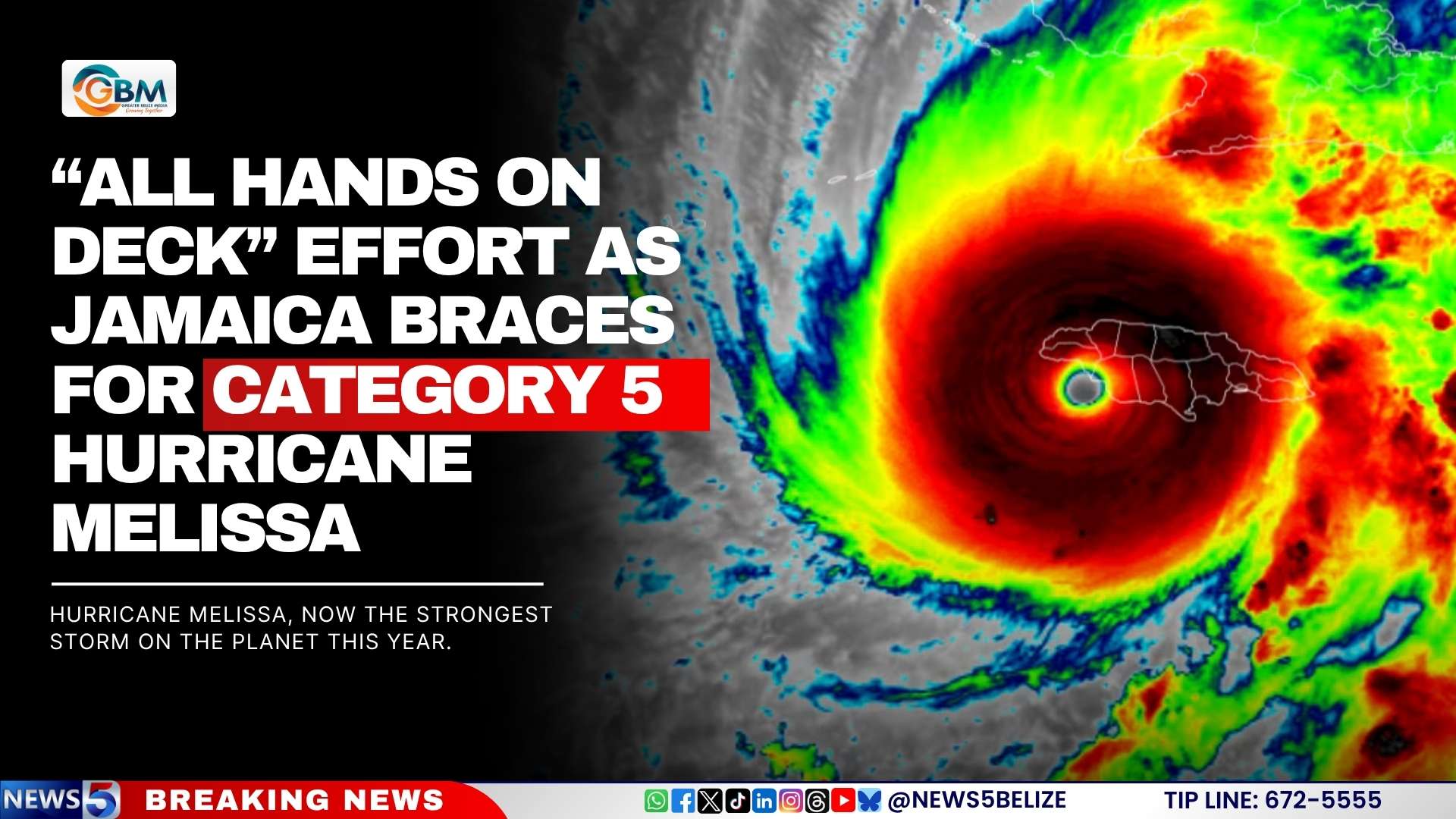 “All Hands on Deck” Effort as Jamaica Braces for Category 5 Hurricane Melissa