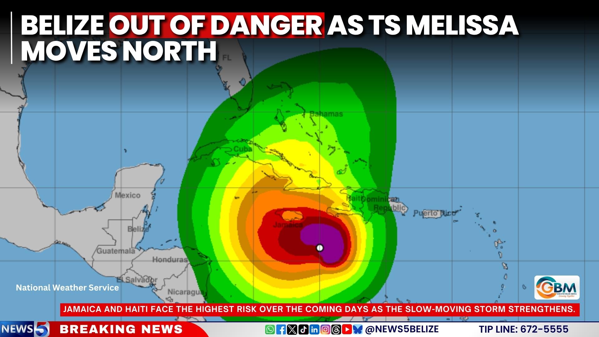Belize Out of Danger as TS Melissa Moves North