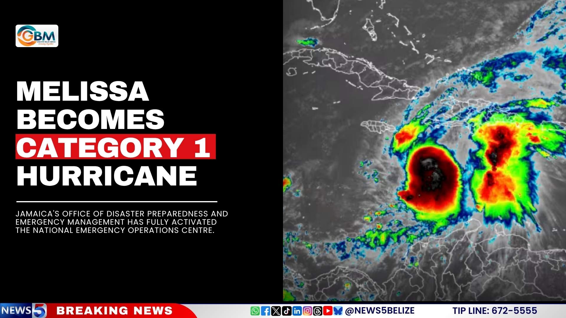 Melissa Becomes Category 1 Hurricane