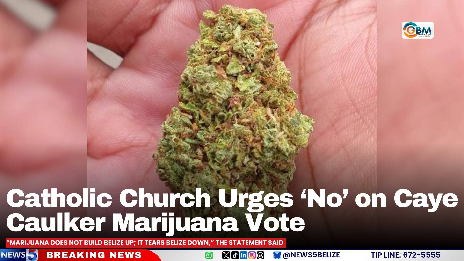 Catholic Church Urges ‘No’ on Caye Caulker Marijuana Vote