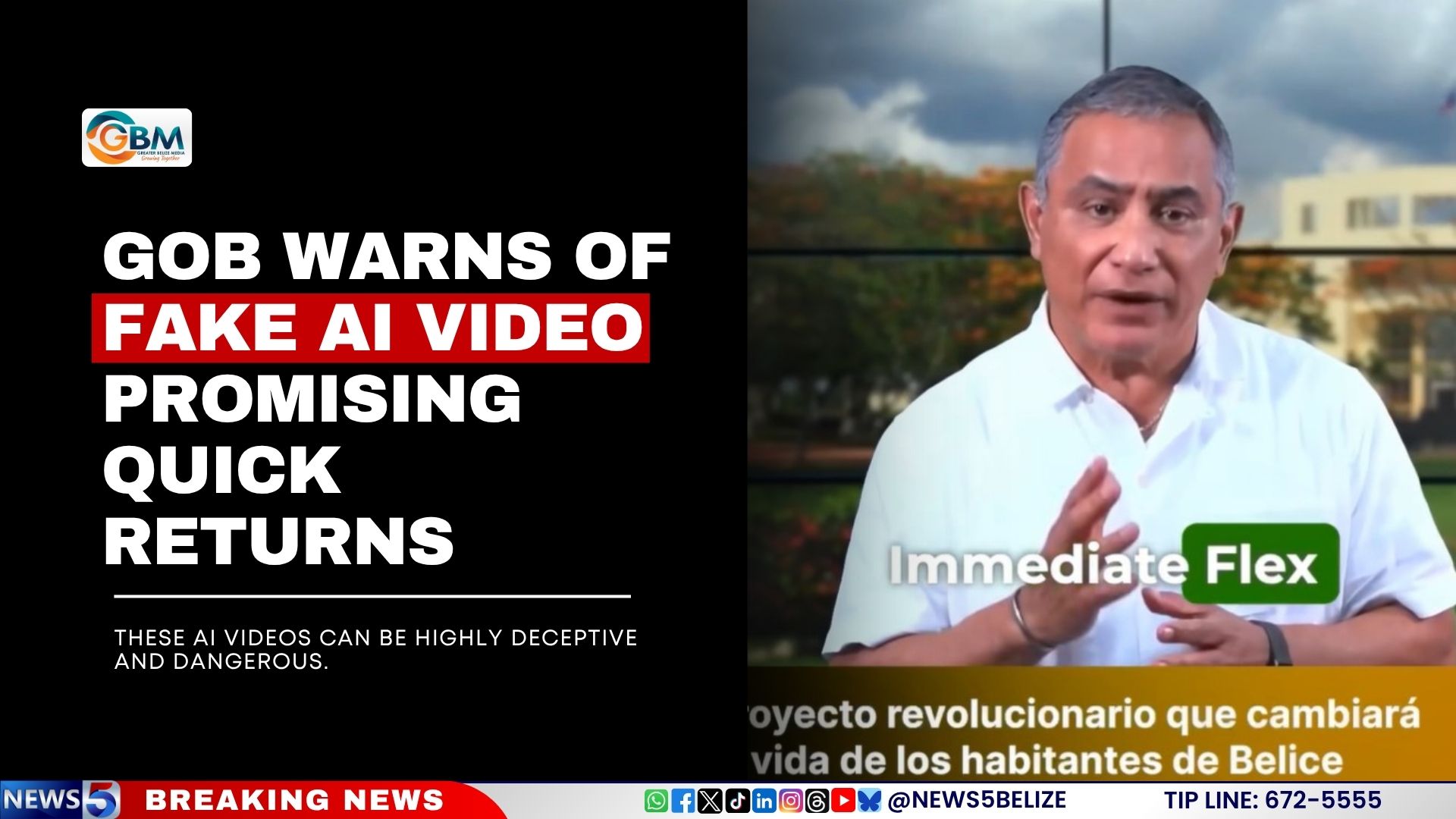 GOB Warns of Fake AI Video Promising Quick Returns
