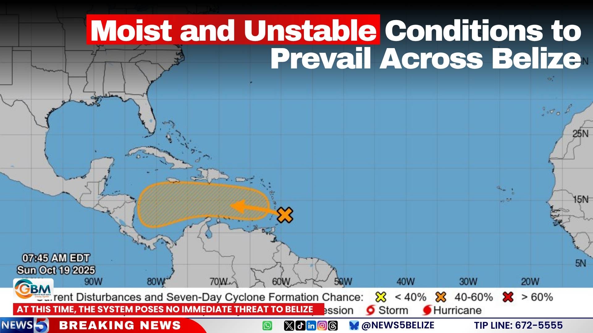 Moist and Unstable Conditions to Prevail Across Belize