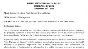 PSU Awaits Response from PM Briceno over Belize Tax Service Transition
