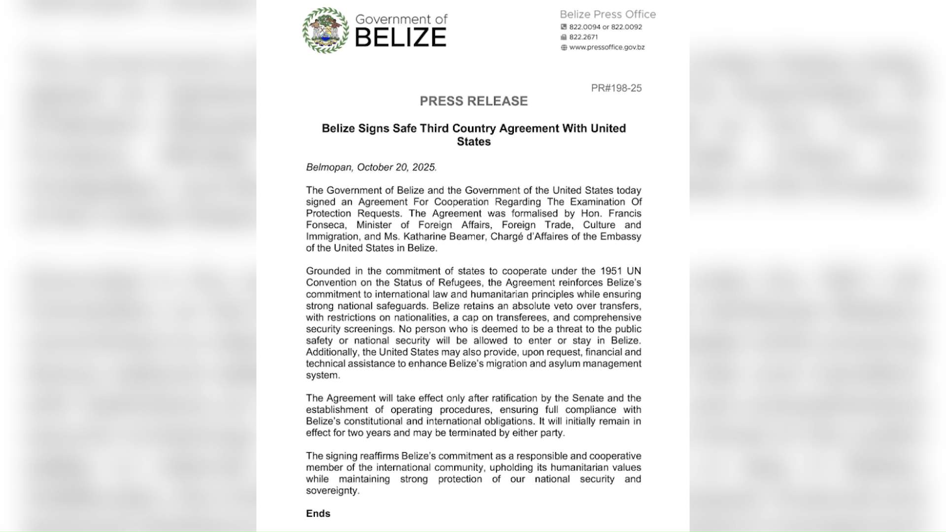 Two-Year Refugee Deal Raises Questions About Belize-U.S. Relations