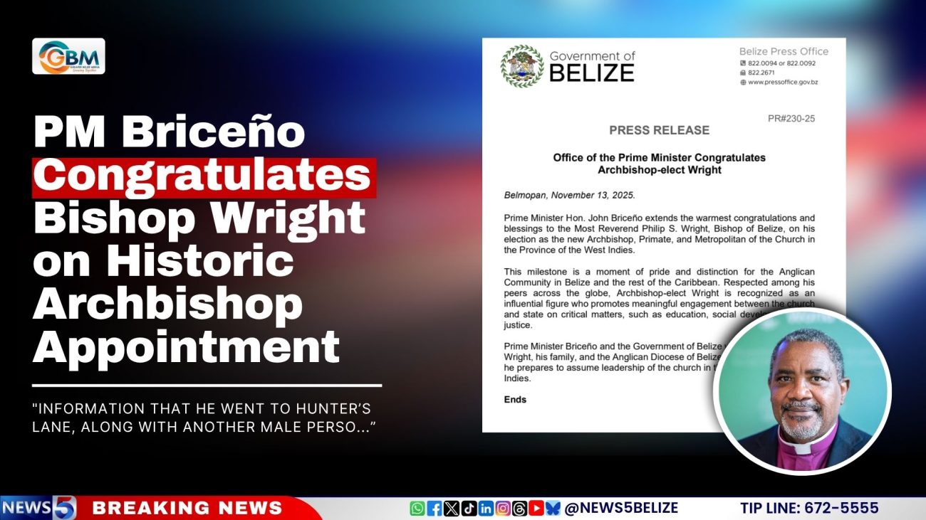 PM Briceño Congratulates Bishop Wright on Historic Archbishop Appointment