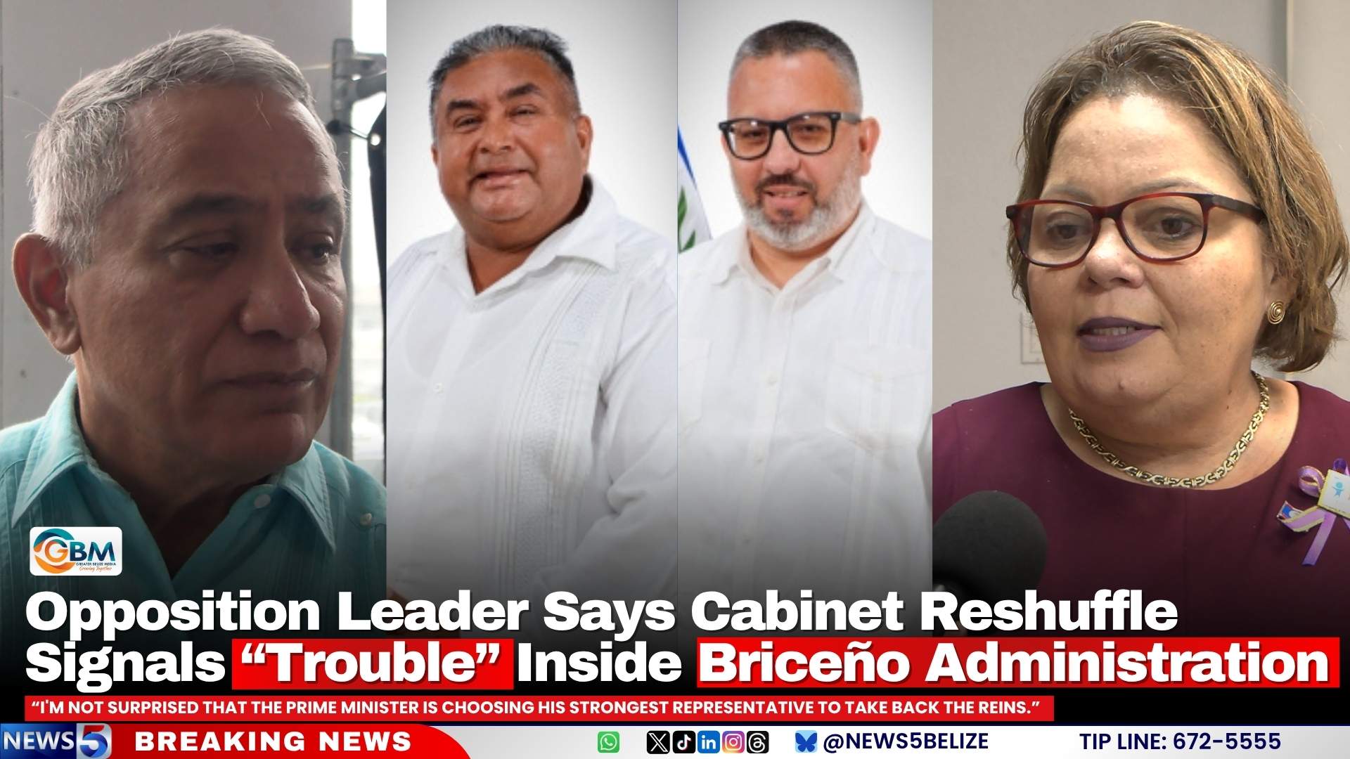 Opposition Leader Says Cabinet Reshuffle Signals “Trouble” Inside Briceño Administration