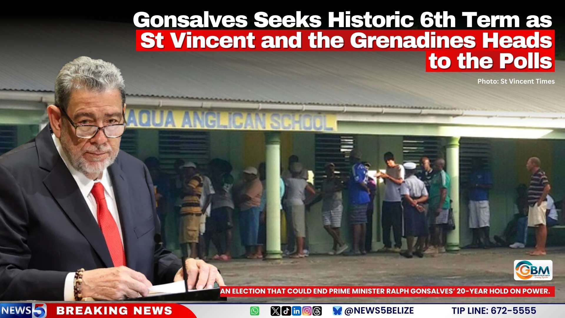 Gonsalves Seeks Historic 6th Term as St. Vincent and the Grenadines Heads to the Polls