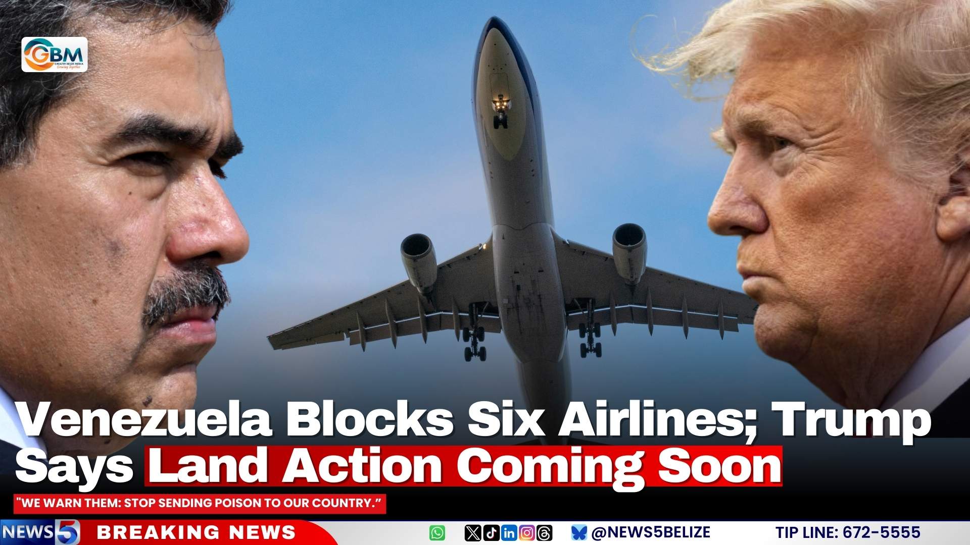 Venezuela Blocks Six Airlines; Trump Says Land Action Coming Soon