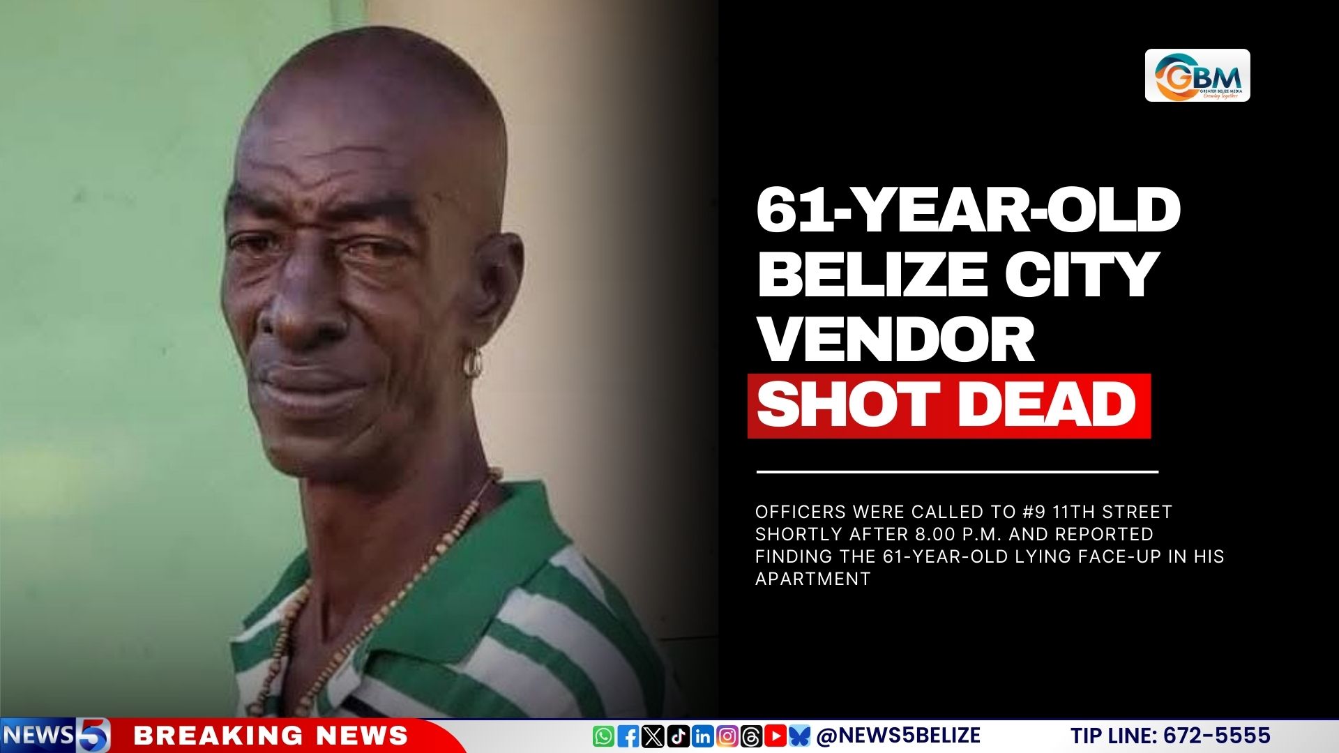 61-Year-Old Belize City Vendor Shot Dead