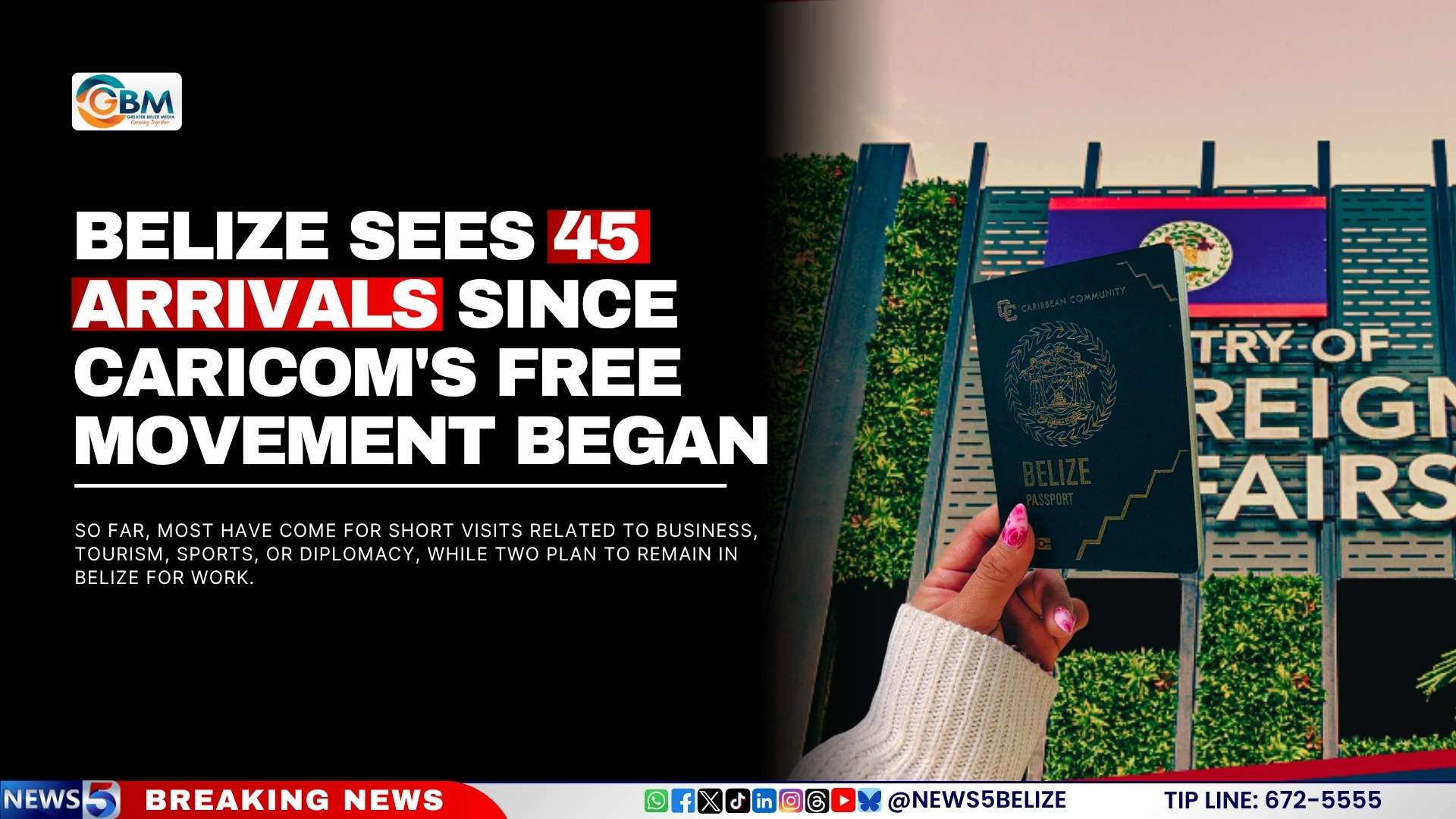 Belize Sees 45 Arrivals Since CARICOM’s Free Movement Began