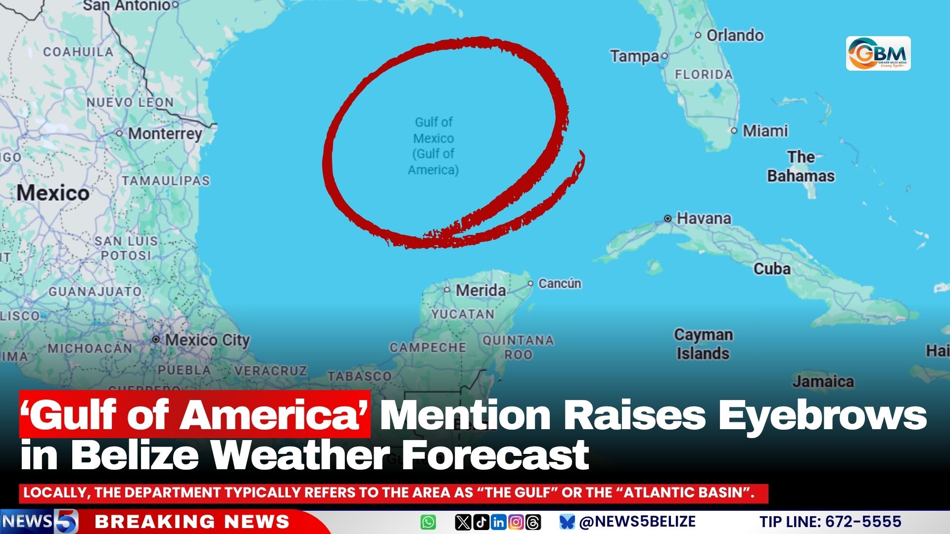 ‘Gulf of America’ Mention Raises Eyebrows in Belize Weather Forecast