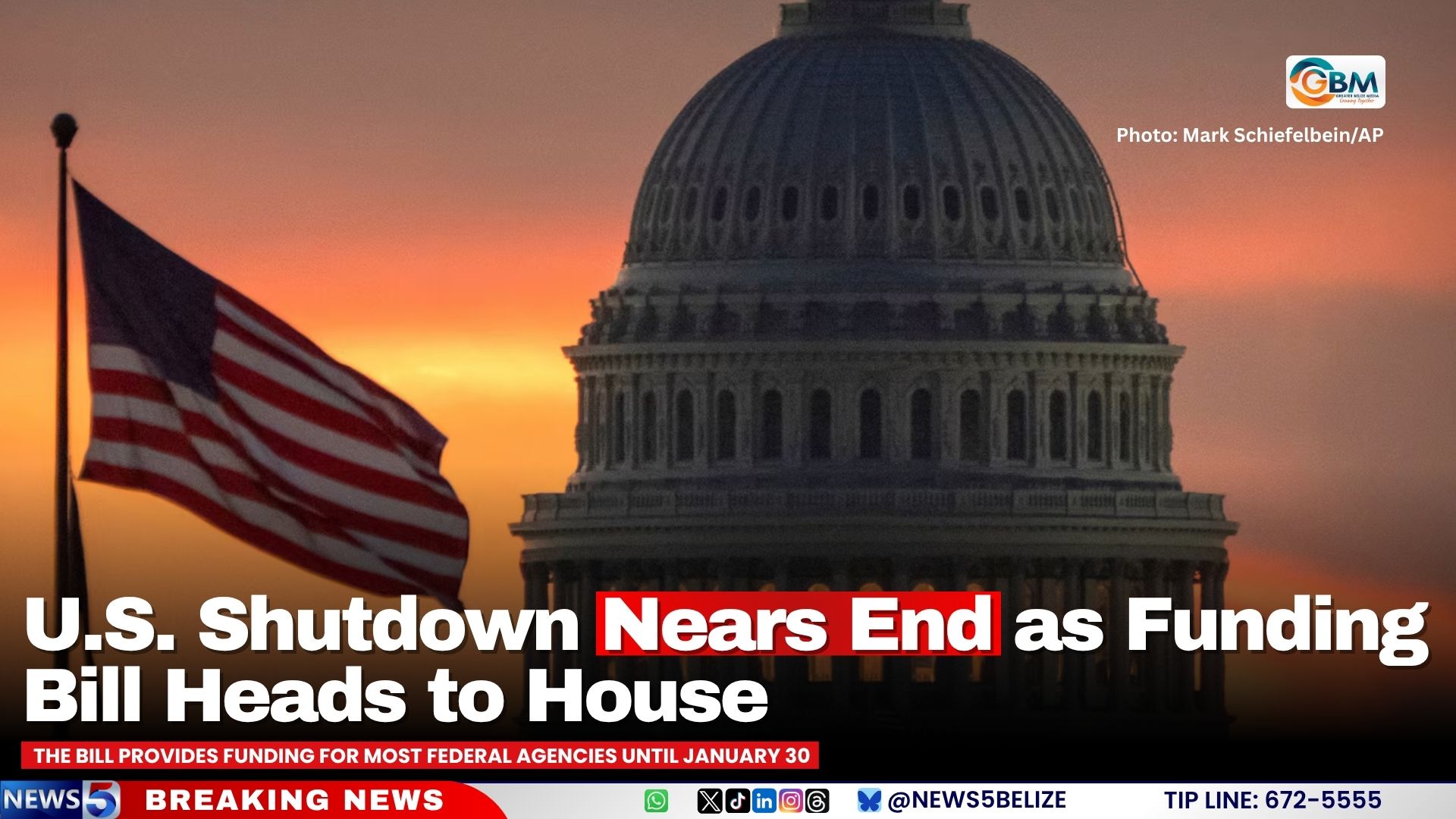 U.S. Shutdown Nears End as Funding Bill Heads to House