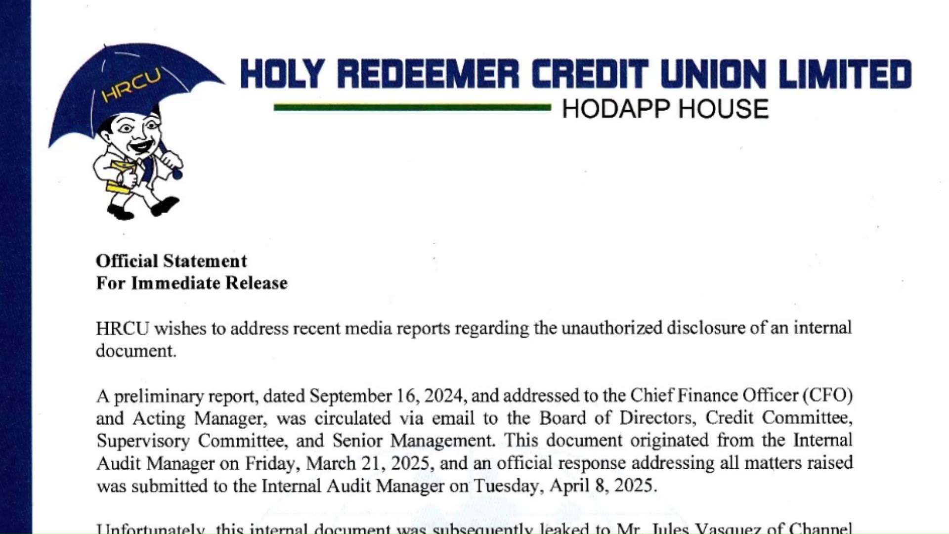 Internal HRCU Report Leak Raises Compliance Concerns