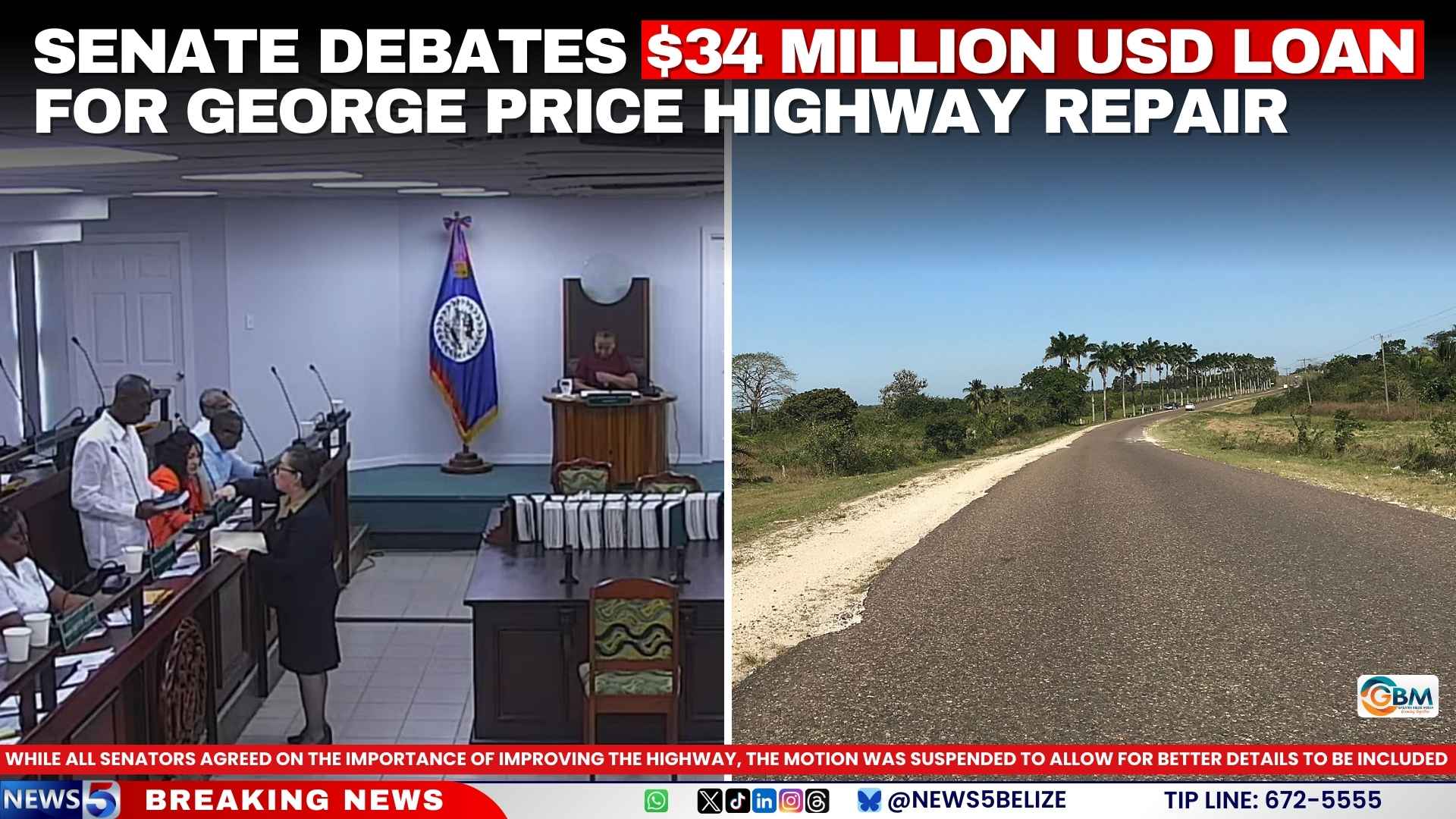Senate Debates $34 Million USD Loan for George Price Highway Repair