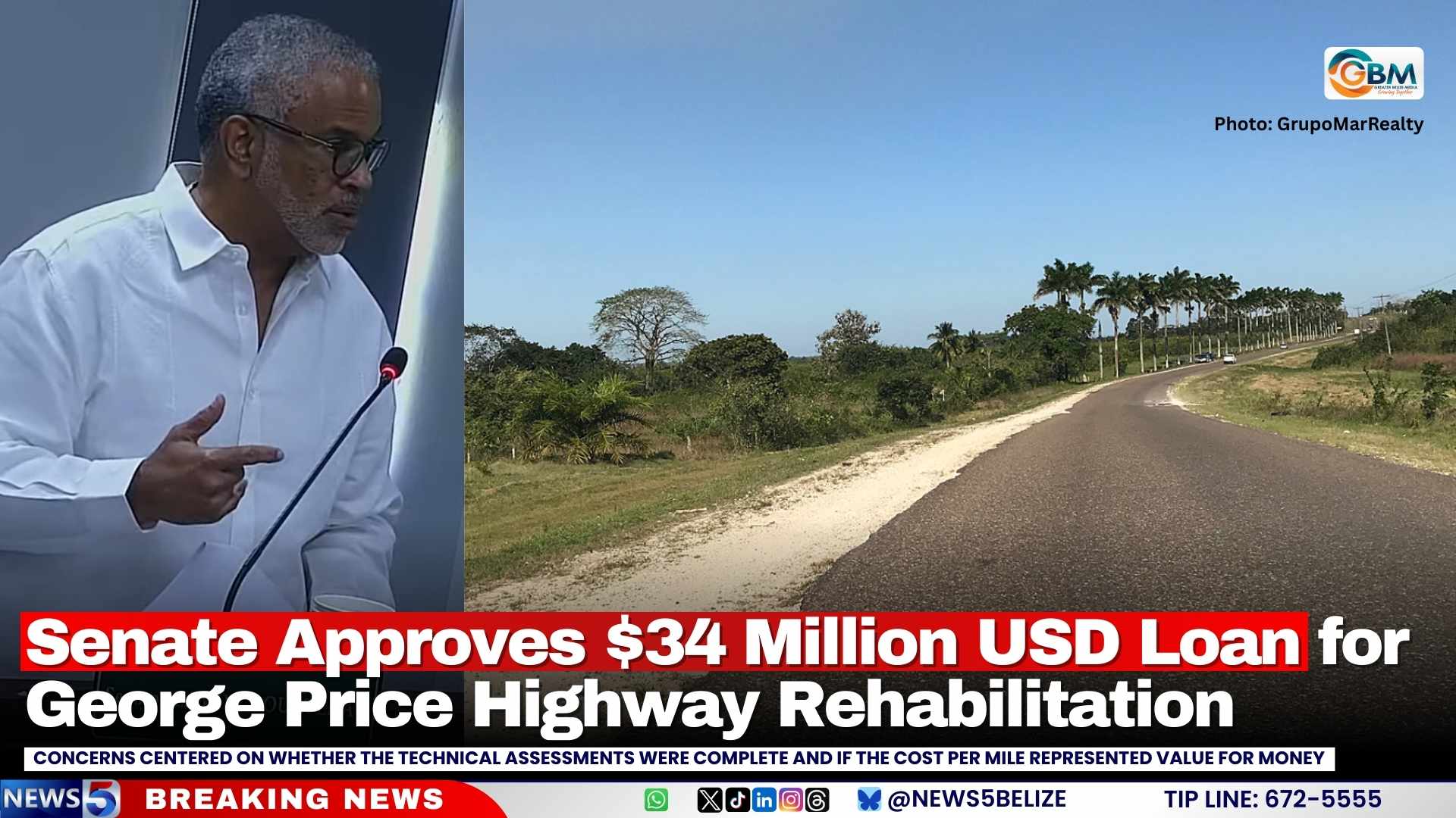 Senate Approves $34 Million USD Loan for George Price Highway Rehabilitation