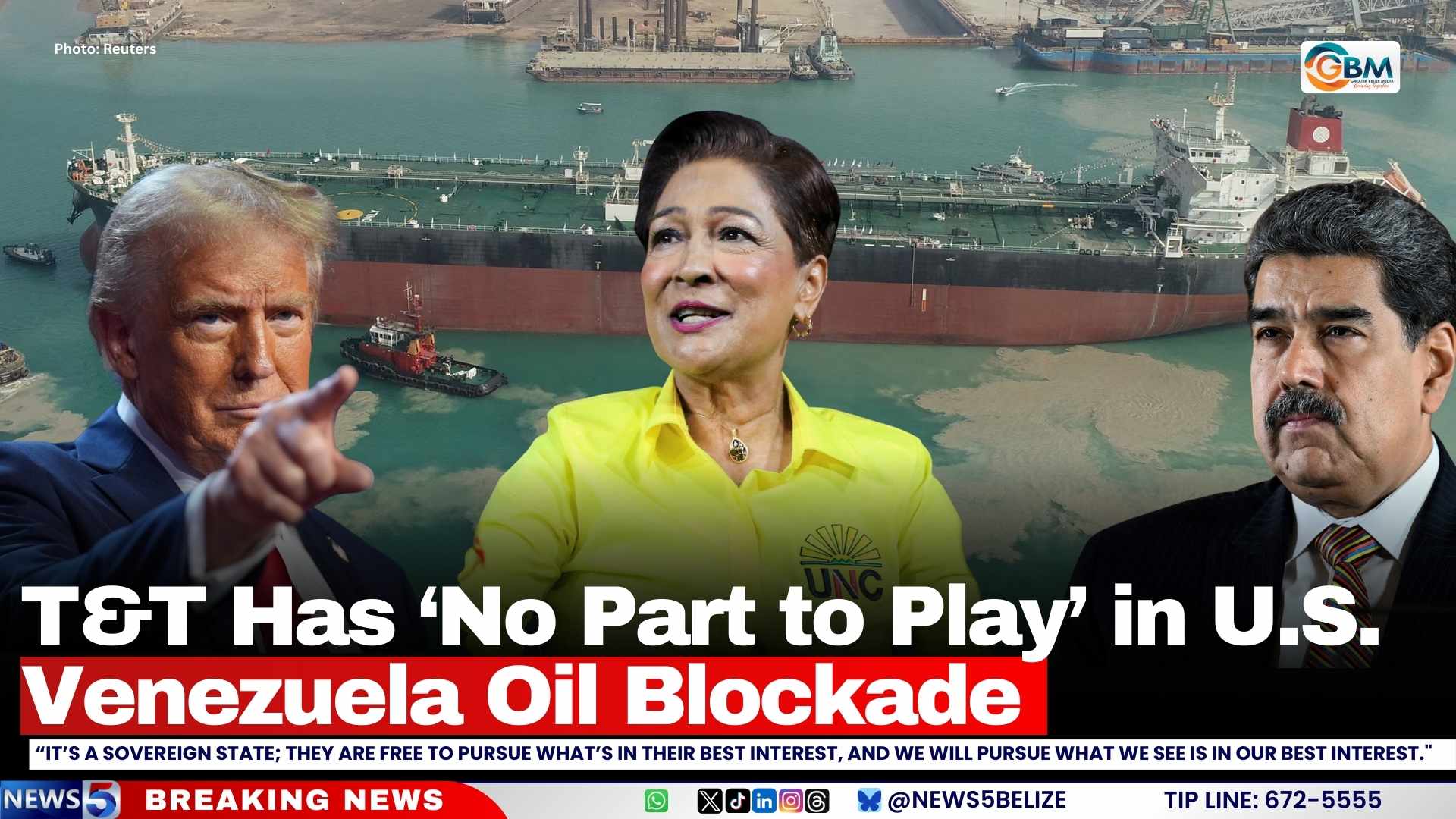 T&T Has ‘No Part to Play’ in U.S. Venezuela Oil Blockade