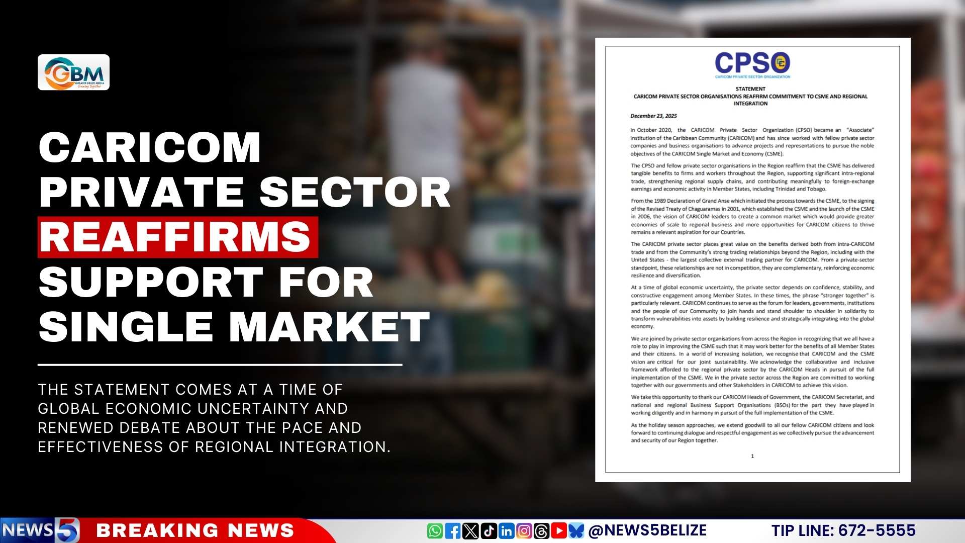 CARICOM Private Sector Reaffirms Support for Single Market