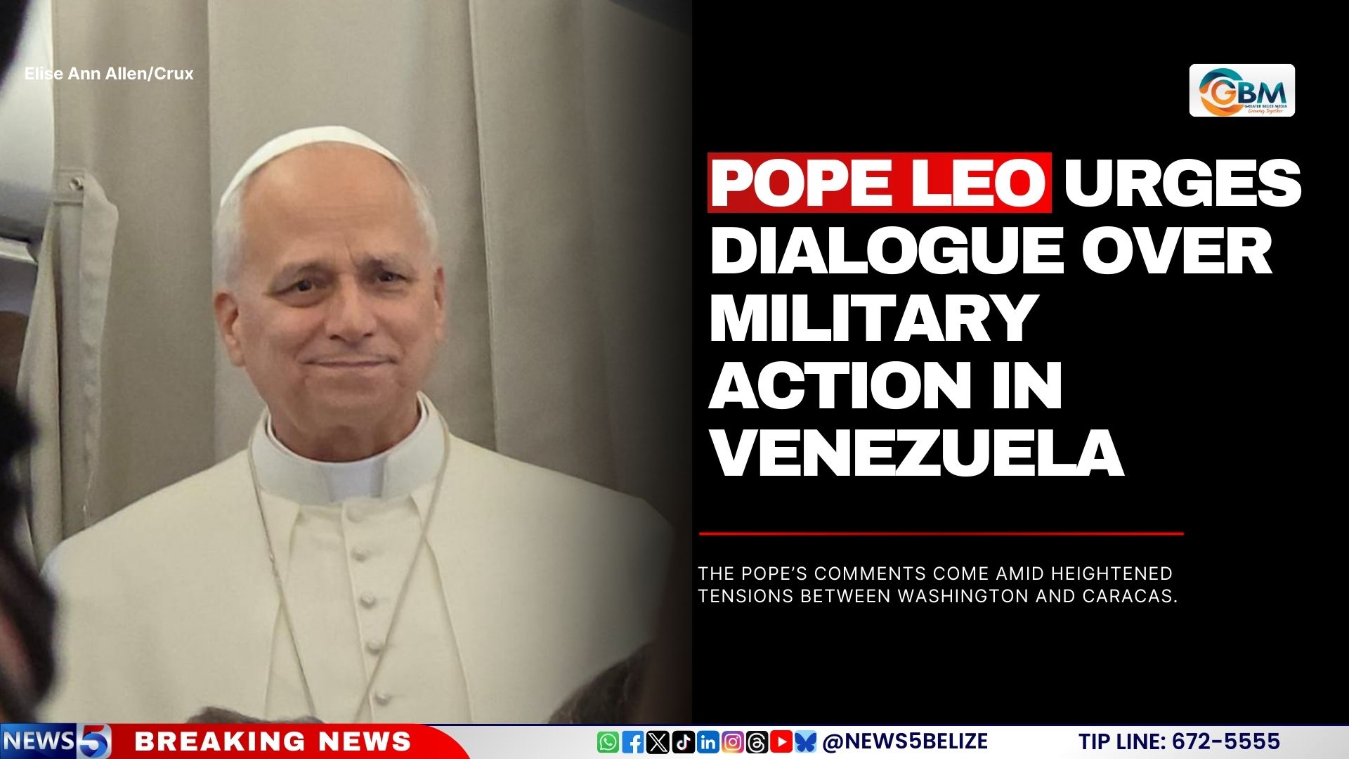 Pope Leo Urges Dialogue Over Military Action in Venezuela