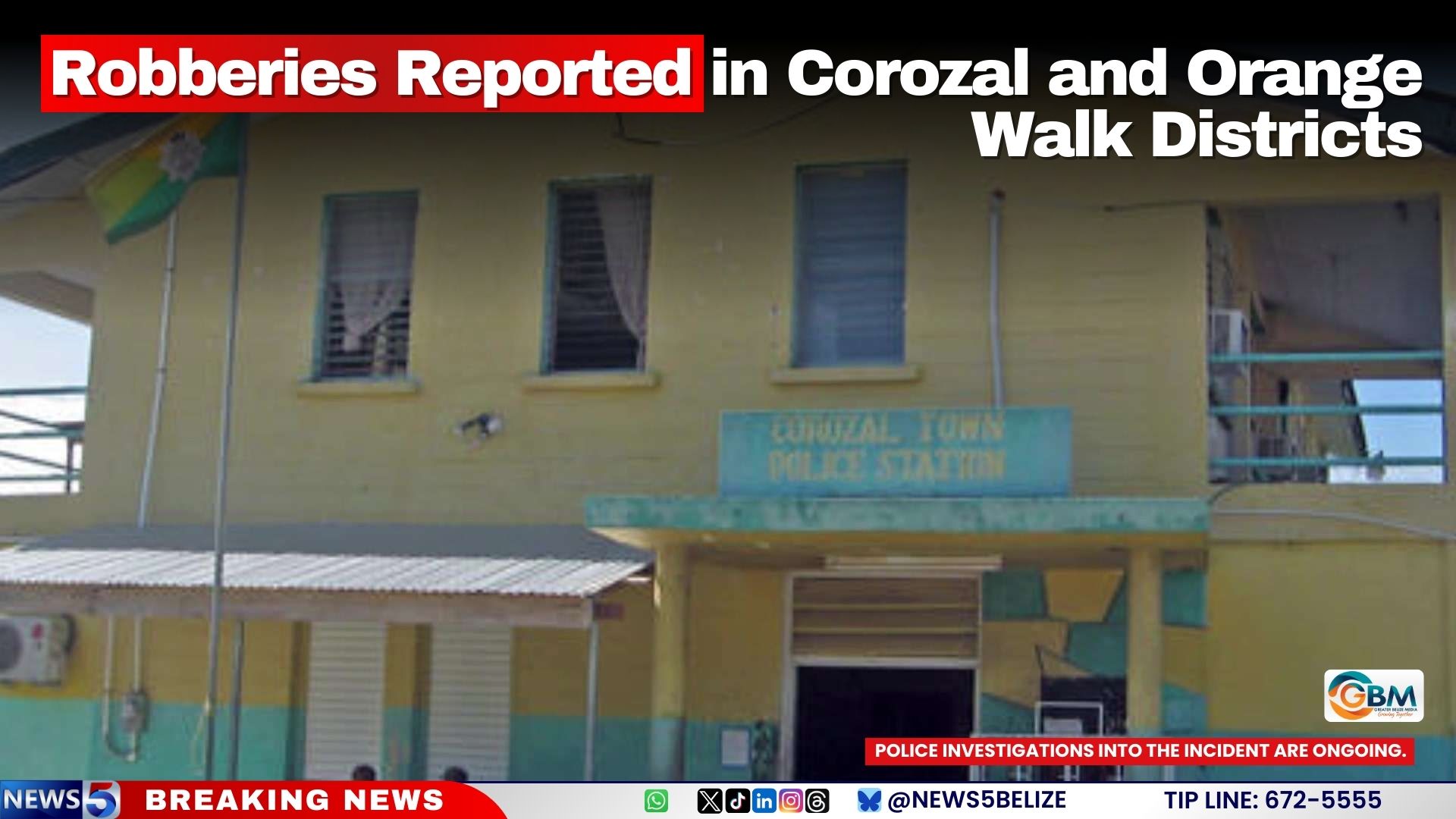 Robberies Reported in Corozal and Orange Walk Districts