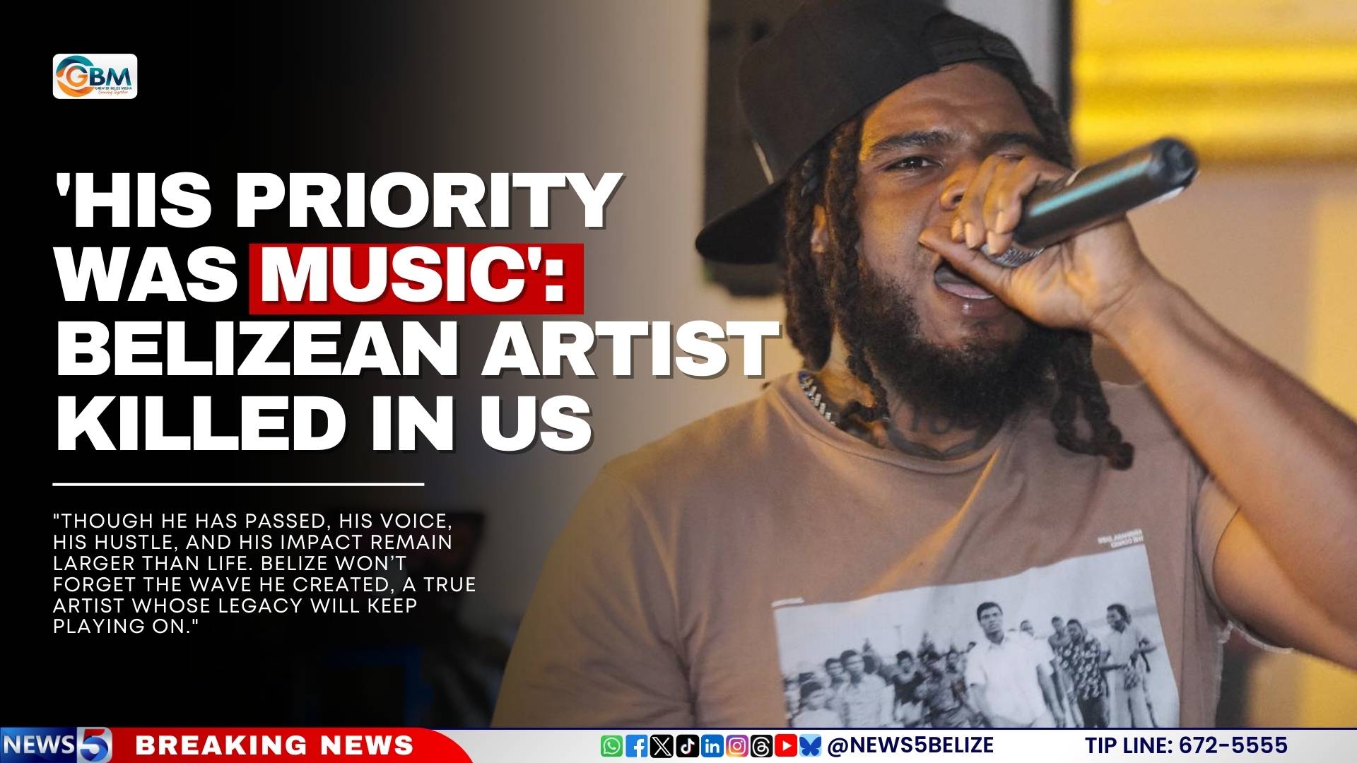 'His Priority Was Music': Belizean Artist Killed in US