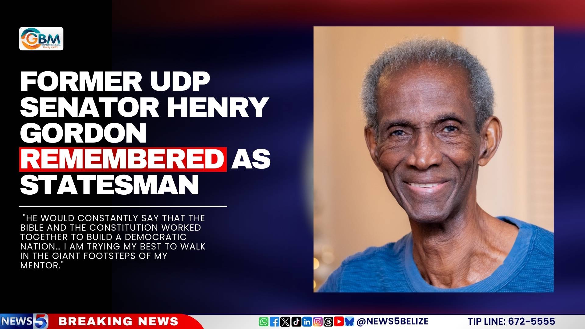 Former UDP Senator Henry Gordon Remembered as Statesman