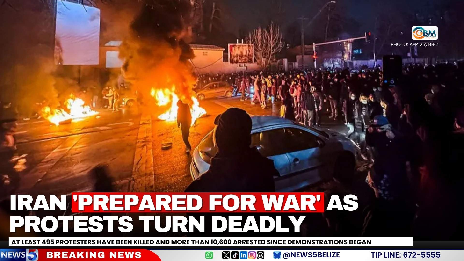 Iran 'Prepared for War' as Protests Turn Deadly