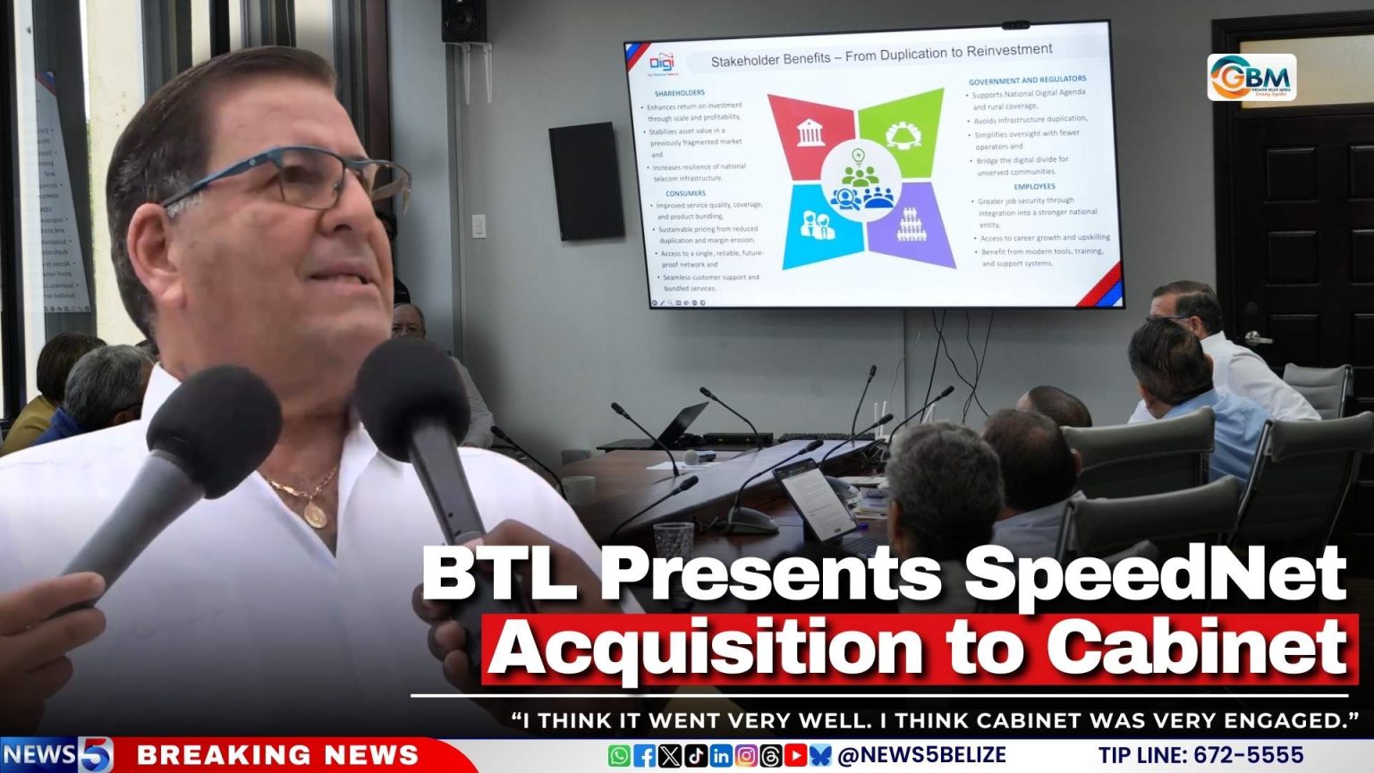 BTL Presents SpeedNet Acquisition to Cabinet | Greater Belize Media