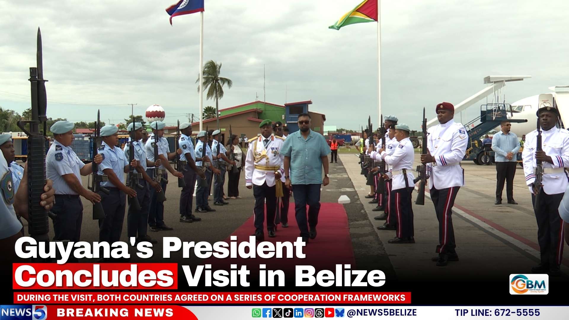 Guyana's President Concludes Visit in Belize