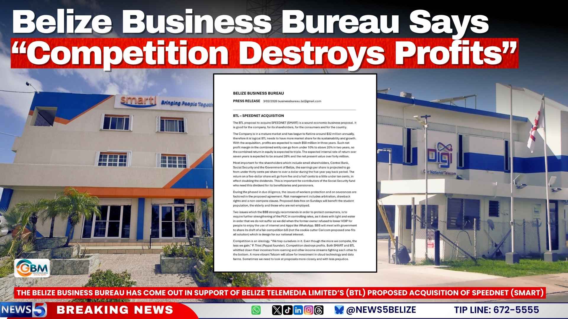 Belize Business Bureau Says “Competition Destroys Profits”