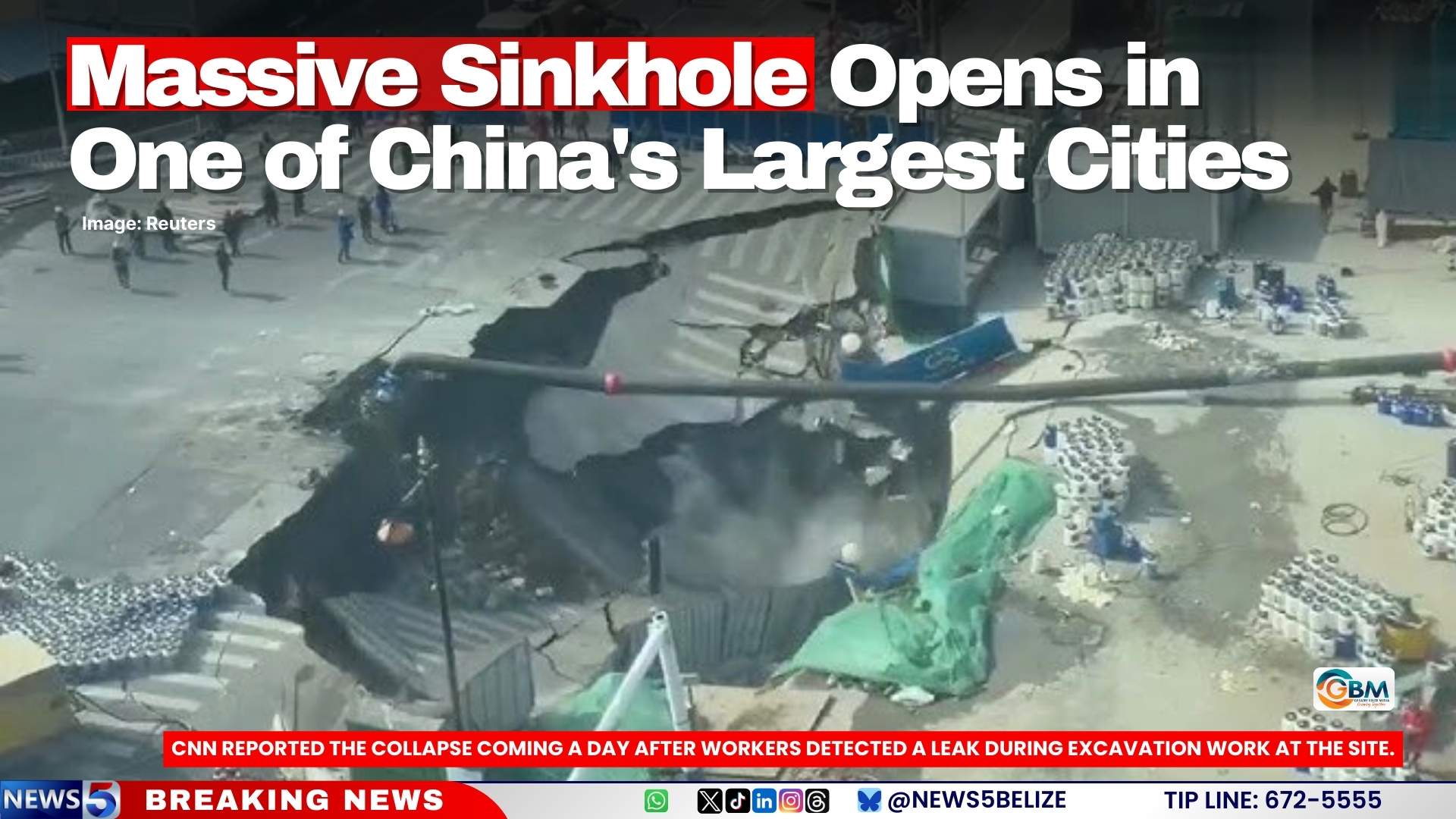 Massive Sinkhole Opens in One of China's Largest Cities
