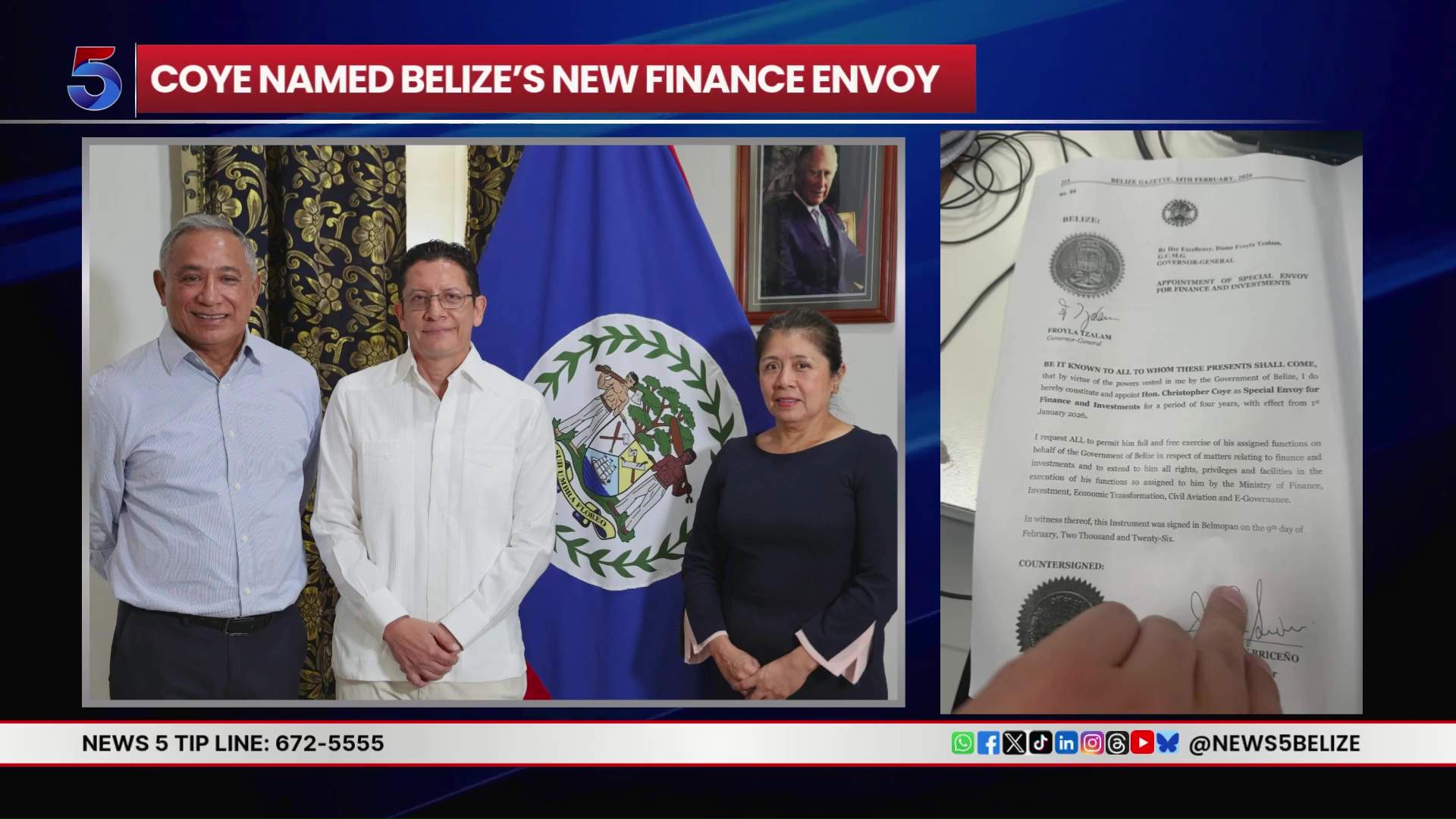 Senator Chris Coye Appointed Special Envoy for Finance and Investment