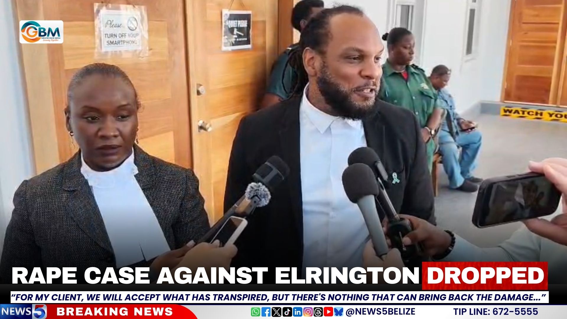 Rape Case Against Elrington Dropped