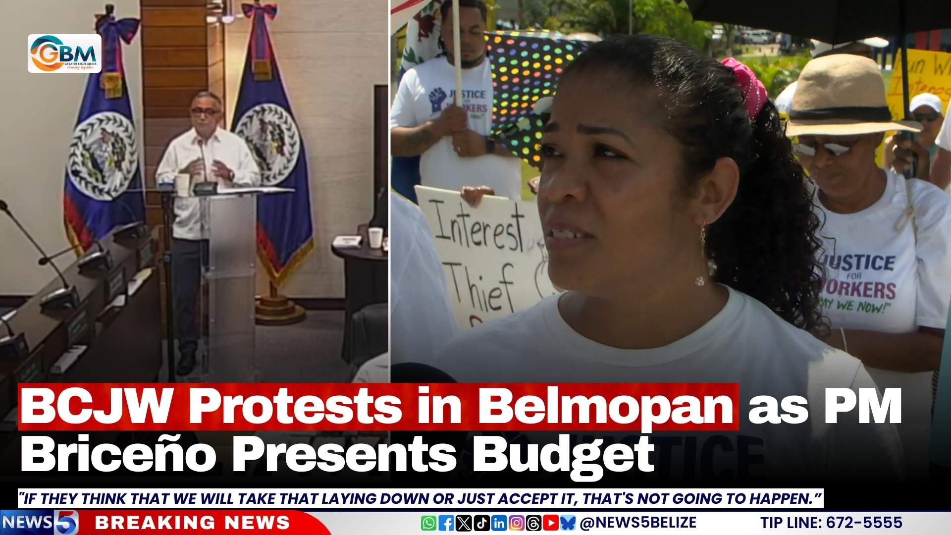 BCJW Protests in Belmopan as PM Briceño Presents Budget