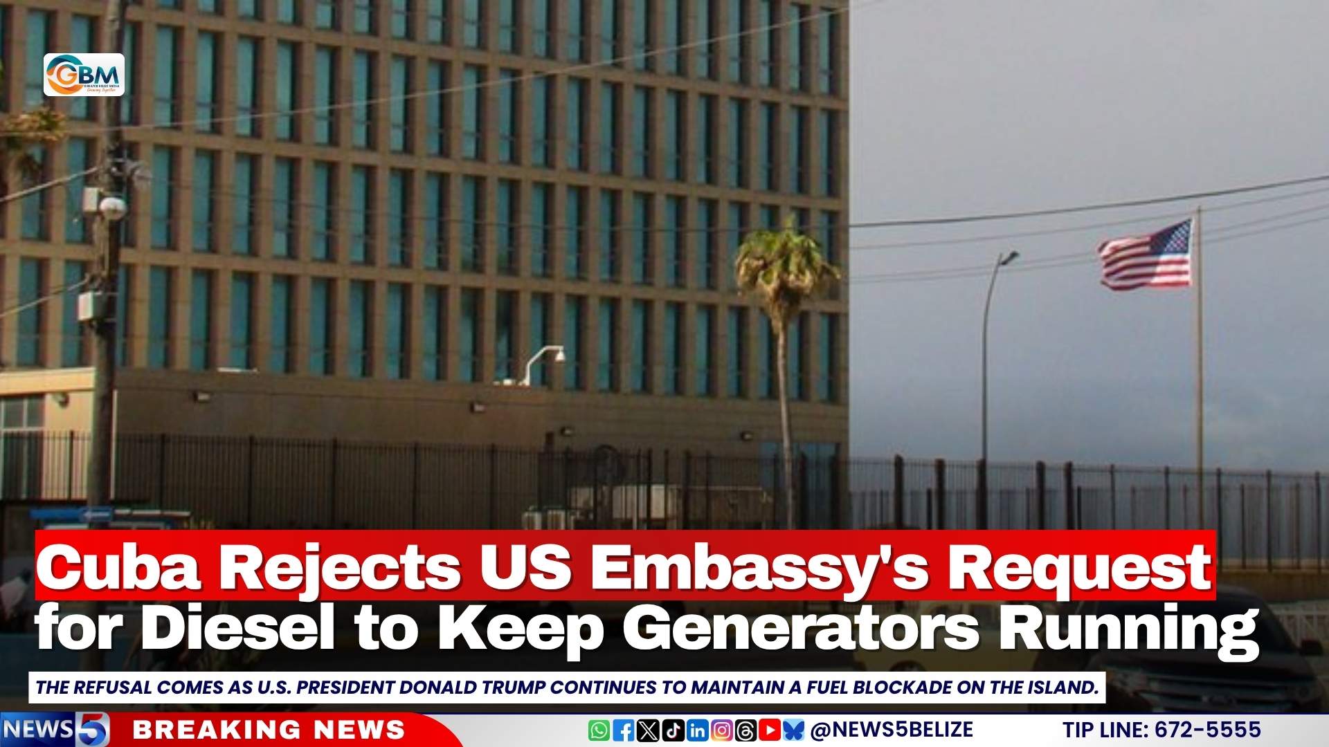 Cuba Rejects US Embassy's Request for Diesel to Keep Generators Running