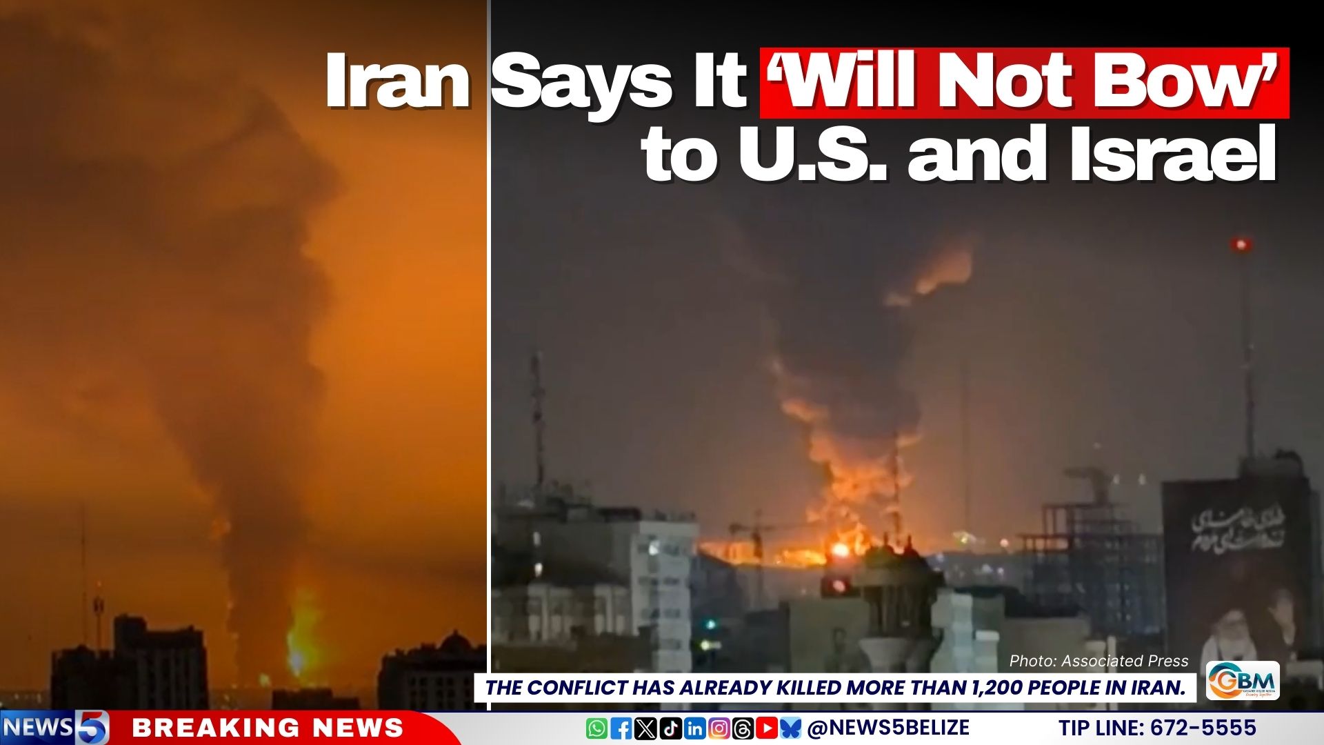 Iran Says It ‘Will Not Bow’ to U.S. and Israel