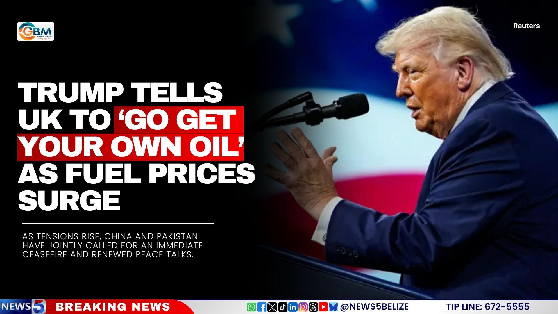 Trump Tell UK To ‘Go Get Your Own Oil’ A Fuel Prices Surge