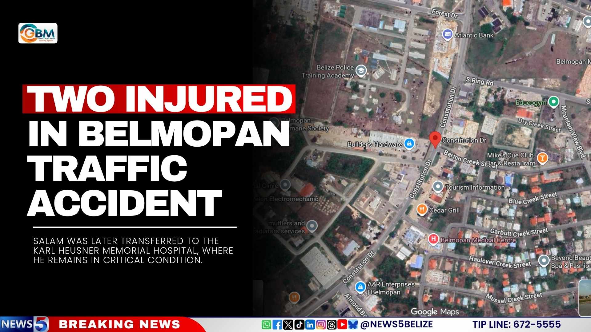 Two Injured in Belmopan Traffic Accident