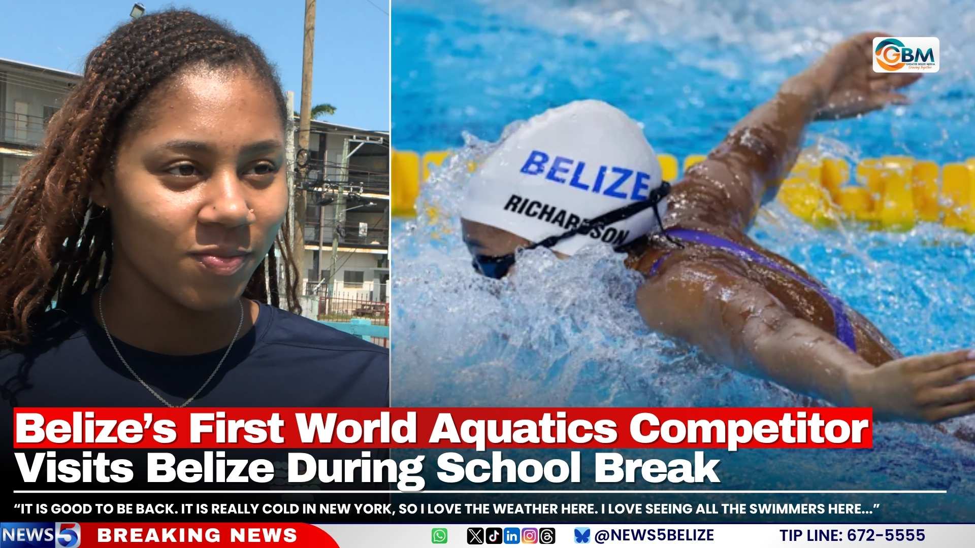 Belize’s First World Aquatics Competitor Visits Belize During School Break