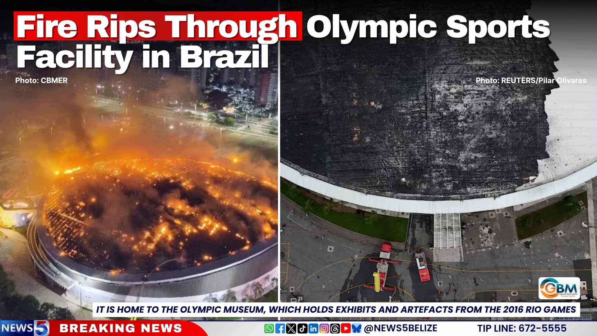 Fire Rips Through Olympic Sports Facility in Brazil