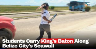 Students Carry King’s Baton Along Belize City's Seawall