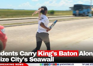 Students Carry King’s Baton Along Belize City's Seawall