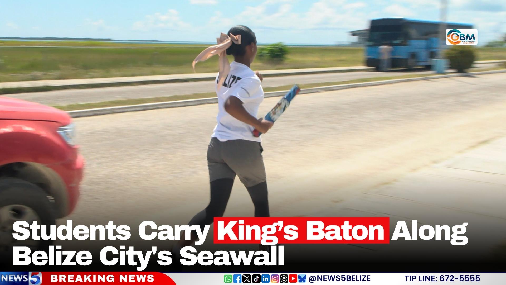 Students Carry King’s Baton Along Belize City's Seawall