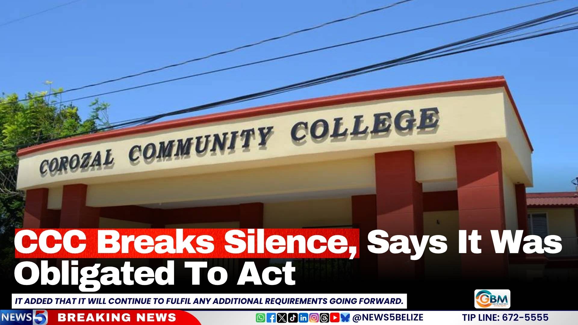 CCC Breaks Silence, Says It Was Obligated To Act