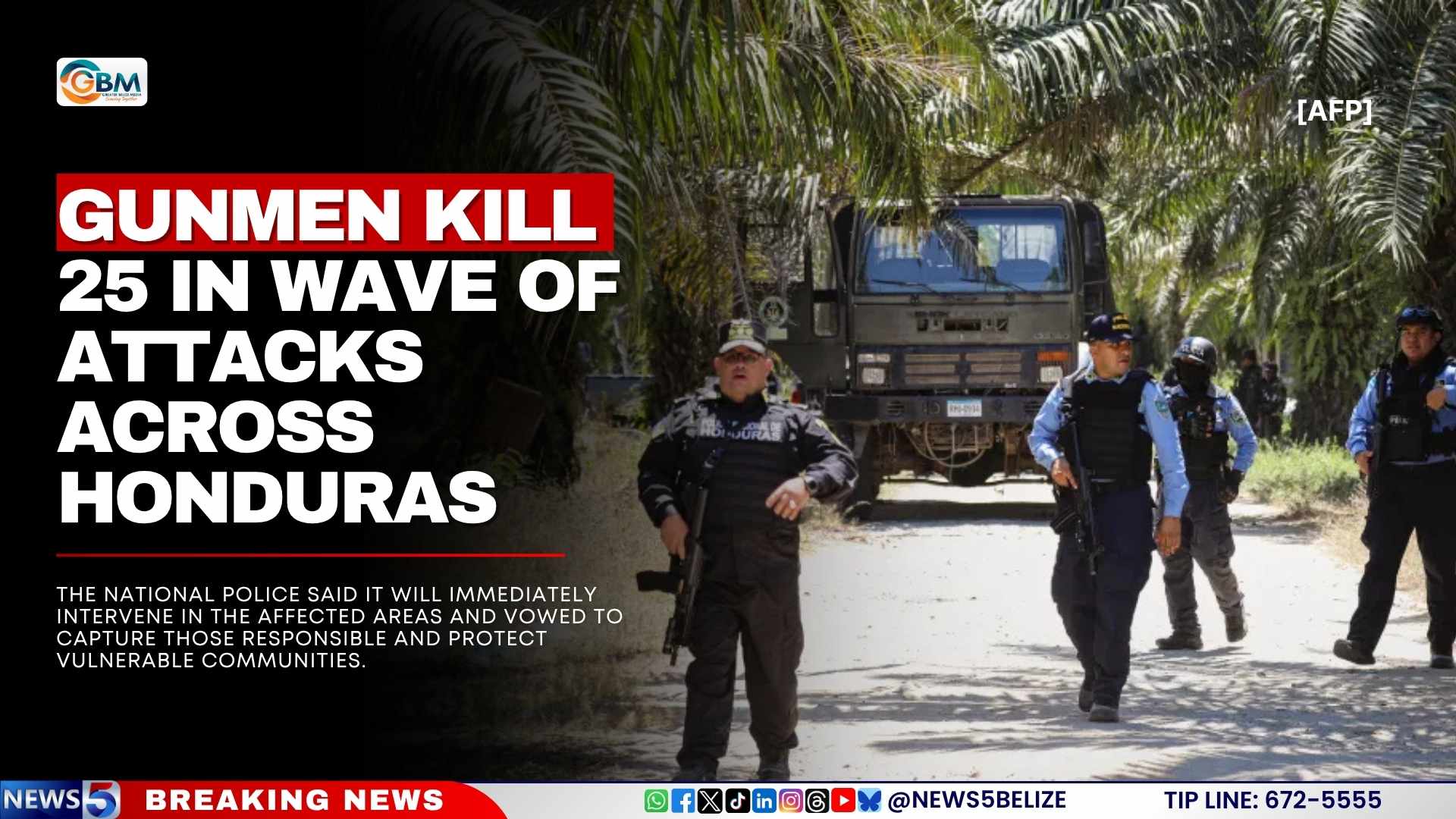 Gunmen kill 25, including 6 officers, in wave of attacks across Honduras