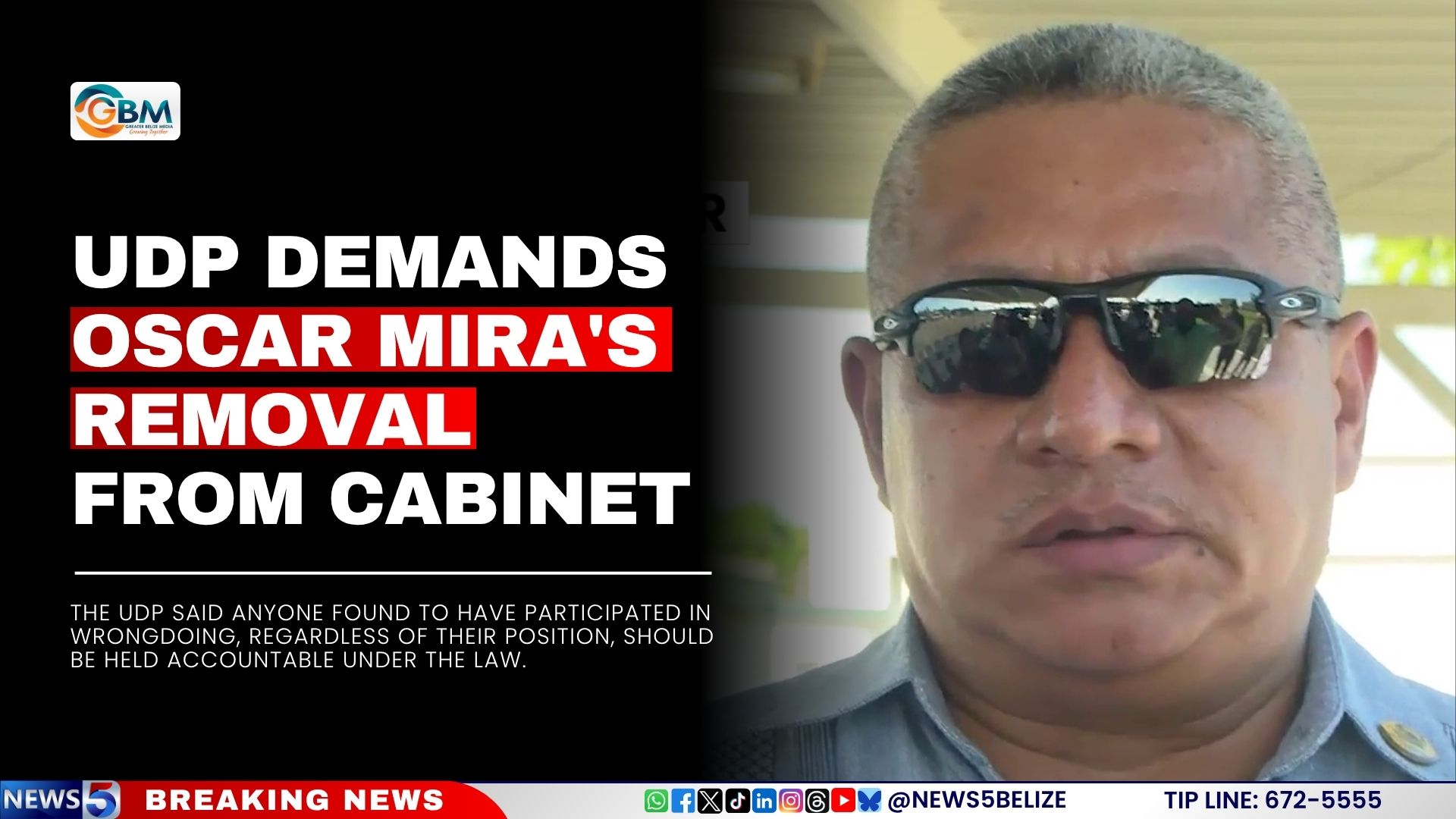 UDP Demands Oscar Mira's Removal from Cabinet
