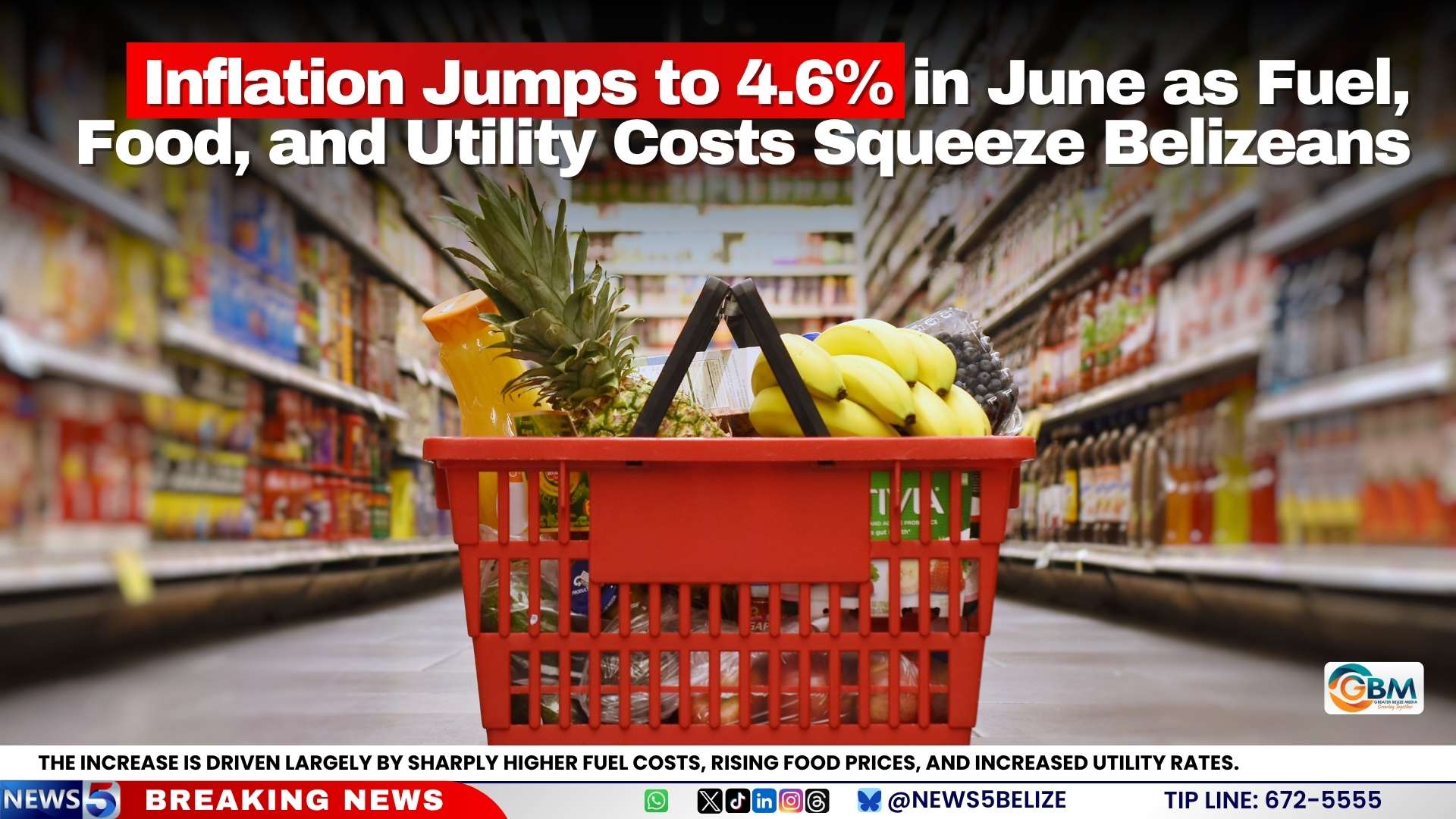 Inflation Jumps to 4.6% in June as Fuel, Food, and Utility Costs Squeeze Belizeans